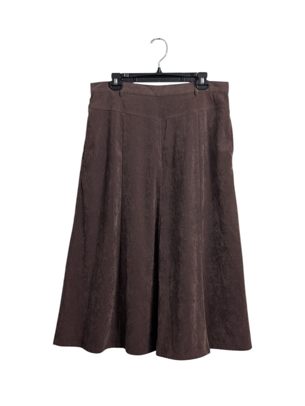 Orvis Vintage Brown Faux Suede A-Line Midi Skirt Sz 12 Pockets Fall Photo Shoot